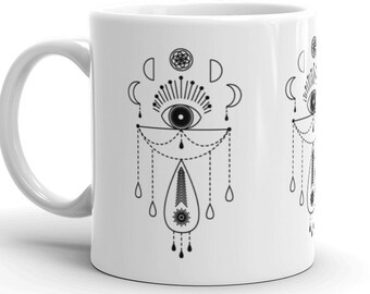 Mystical Moon Coffee Mug | Celestial Mug | Lunar Phases Magic Cup | Moon Goddess Mug | Positive Energy Potion Mug | Manifestation Coffee Cup