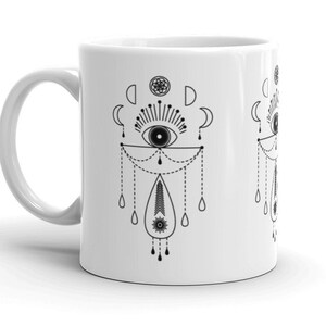 Mystischer Mond Kaffeebecher | Himmlische Tasse | Mondphasen Zaubertasse | Mondgöttin Tasse | Positive Energie Trank Tasse | Manifestation Kaffeetasse