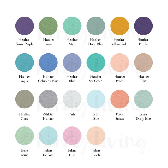 Bella Canvas 3001 Color Chart