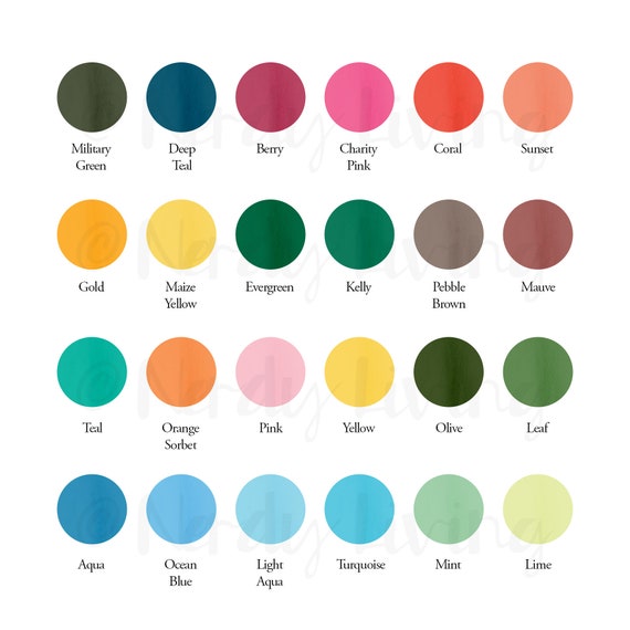 Bella Canvas Tee Color Chart