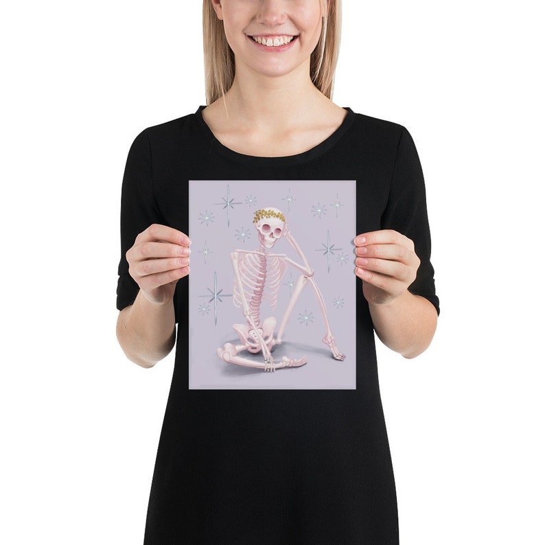 Halloween Aesthetic Wall Art, Pastel Skeleton Art Print, Creepy but ...