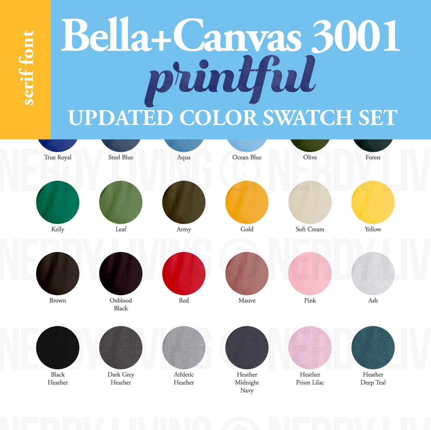 Bella Canvas Color Chart 3001