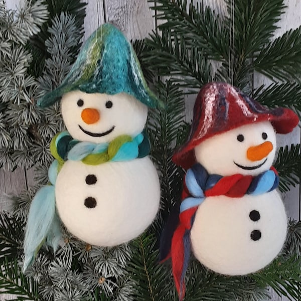 Snowman, large approx. 18 cm, felted, winter decoration, felt, felt decoration, window decoration, hanging decoration, tree decoration