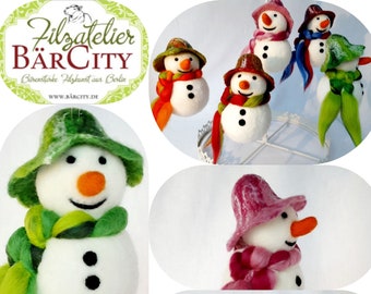 Snowman, approx. 11 cm felted, winter decoration, felt, felt decoration, window decoration, hanging decoration,