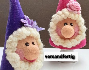 Egg warmer set, lavender and rose gnome, felted, gift Mother's Day, engagement, birthday