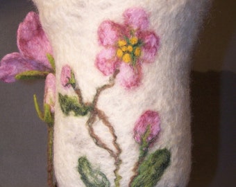 Lantern *Christmas rose*, felted, felt lantern