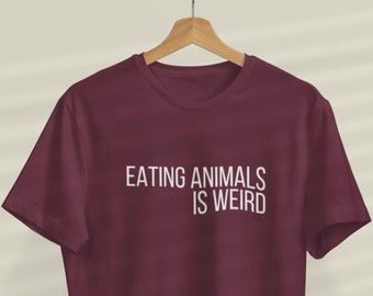 Comer animales es camisa rara, camisa vegana, camiseta vegana, ropa vegana, amigos no comida