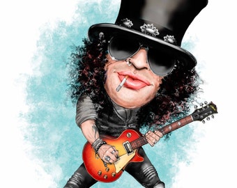 Guitarist Caricature - Etsy UK Guitarist Caricature - Etsy UK