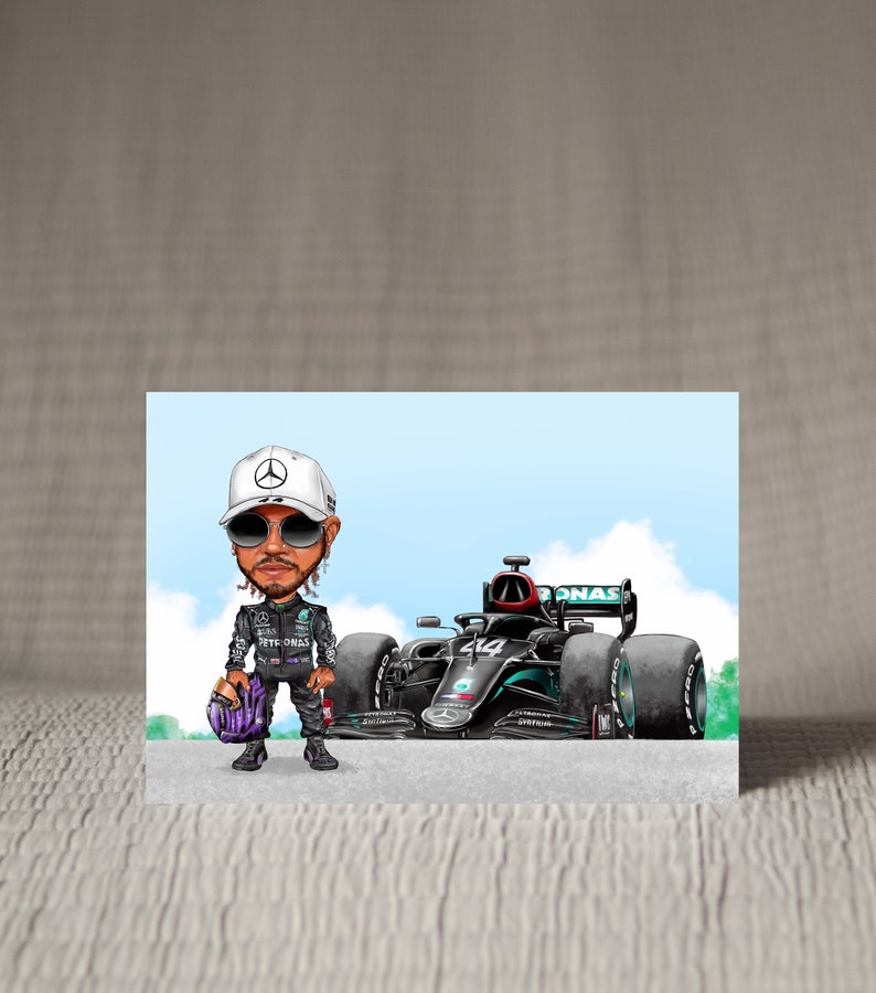 Carte personnalisée de course automobile de Formule 1 Lewis Hamilton image 2