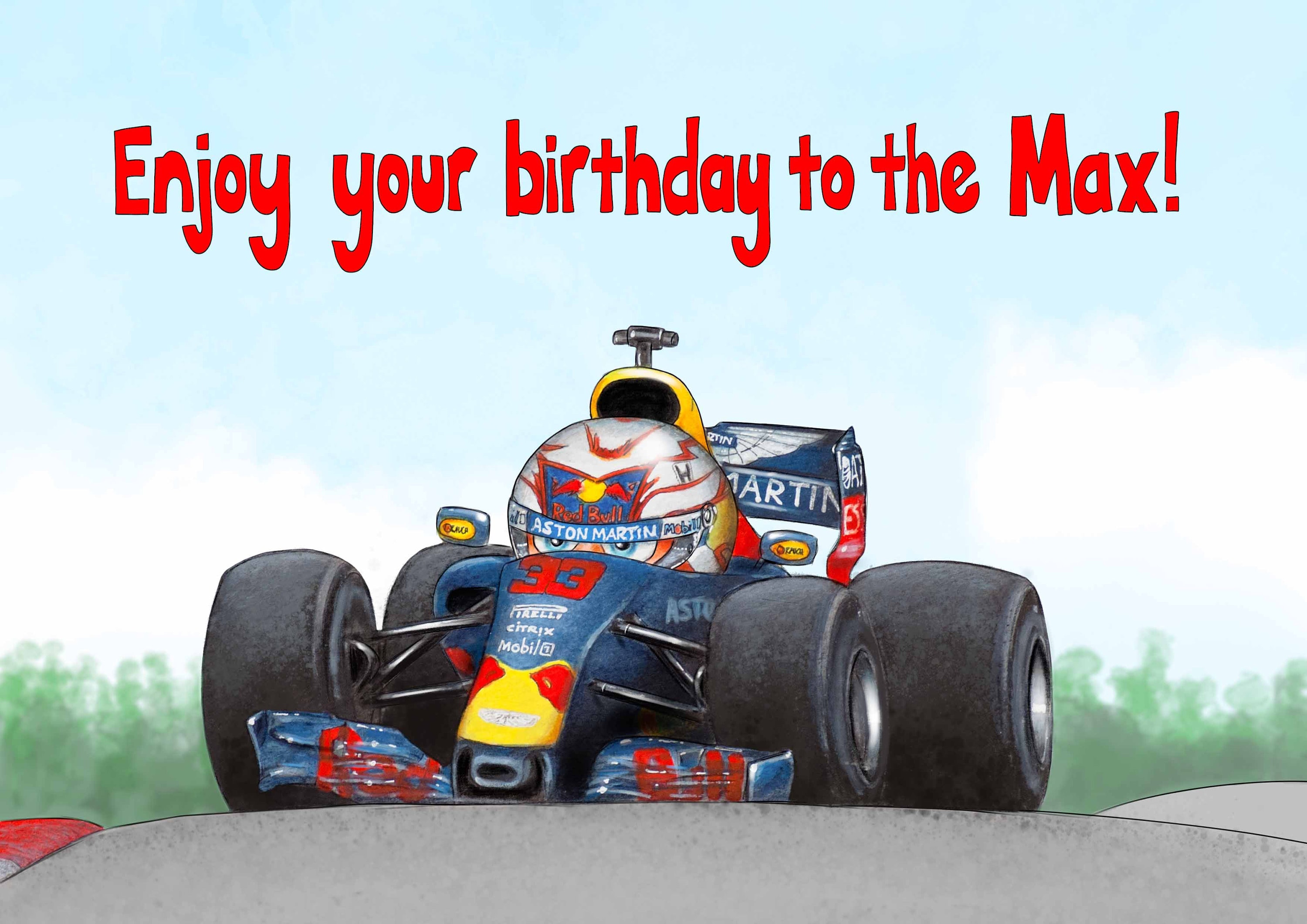 Max Verstappen Personalised Formula One Greetings Card - Etsy
