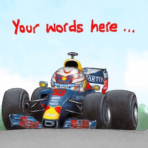 Max Verstappen personalisierte Formel 1 Grußkarte