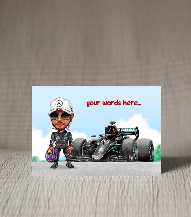 Carte personnalisée de course automobile de Formule 1 Lewis Hamilton image 5