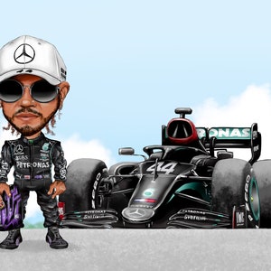 Carte personnalisée de course automobile de Formule 1 Lewis Hamilton image 1