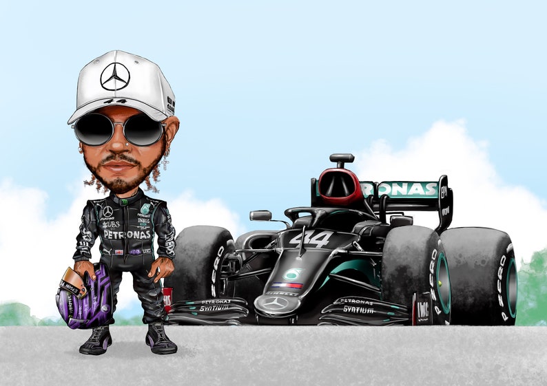 Carte personnalisée de course automobile de Formule 1 Lewis Hamilton image 1