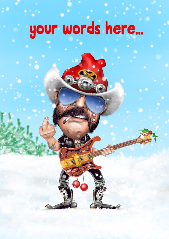 Lemmy Flipping the Finger - Heavy Metal Christmas / Holidays Card