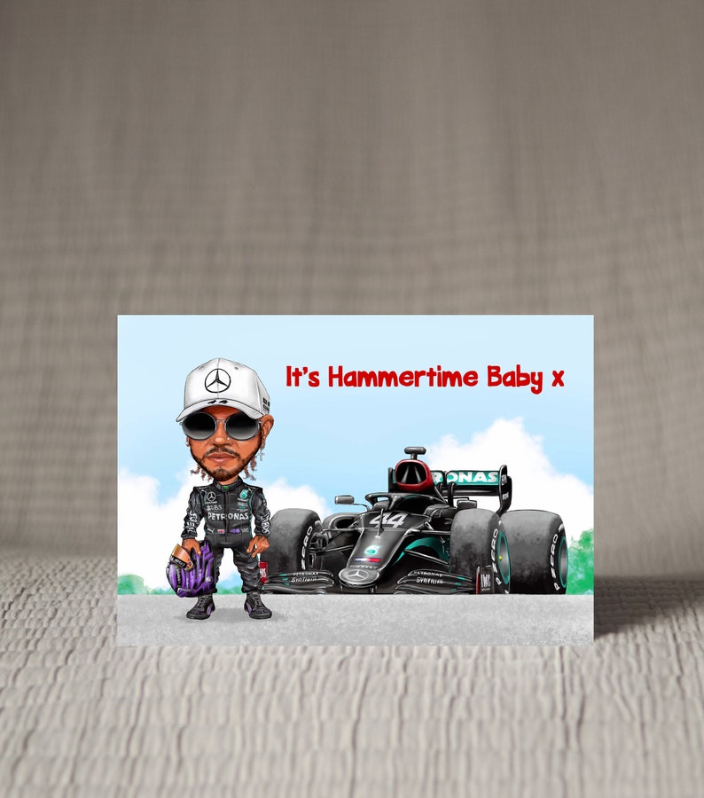 Carte personnalisée de course automobile de Formule 1 Lewis Hamilton image 4