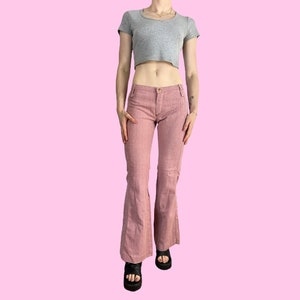 Vintage 70s Pink/Mauve Low Rise Flare Bell Bottom Pants W27 W28 XXS XS