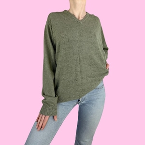 Vintage 90s Green Academia Skater Sweater Size Large
