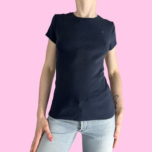 Y2K Tommy Hilfiger Navy Blue Fairy Grunge Baby Tee Shirt  Size medium