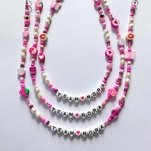 Handmade Colorful Beaded Necklaces, Freshwater Pearl Necklace, Pink Jewelry, Customized Necklace, Pink Necklace, Pink Beaded Necklace