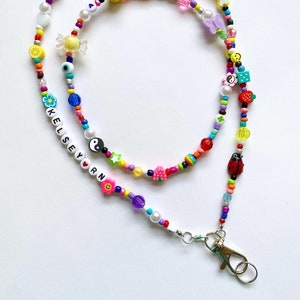 Customizable Badge Holder, Teacher Badge, Nurse Badge, Gifts for Nurse, Beaded Lanyard, Beaded Necklaces, Custom Keychains