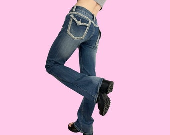 Y2K Rhinestone Low Rise Mall Goth Jeans size 11 W33 W34