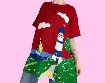 Vintage 90s Lighthouse Novelty Sweater size 1X XL