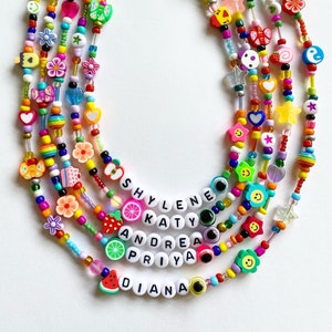 Handmade Beaded Necklace, Beaded Name Necklace, Name Necklace, Personalized Necklace, Beaded Choker, Rainbow Necklace, Custom Necklace image 8