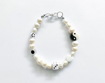 Handmade Customizable Beaded Bracelet, Beaded Pearl Bracelet, Unisex Beaded Bracelet, Personalized Bracelet, Freshwater Pearl Bracelet