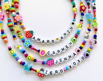 Handmade Beaded Necklace, Beaded Name Necklace, Name Necklace, Personalized Necklace, Beaded Choker, Rainbow Necklace, Custom Necklace
