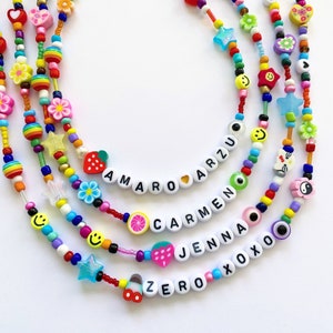 Handmade Beaded Necklace, Beaded Name Necklace, Name Necklace, Personalized Necklace, Beaded Choker, Rainbow Necklace, Custom Necklace image 1