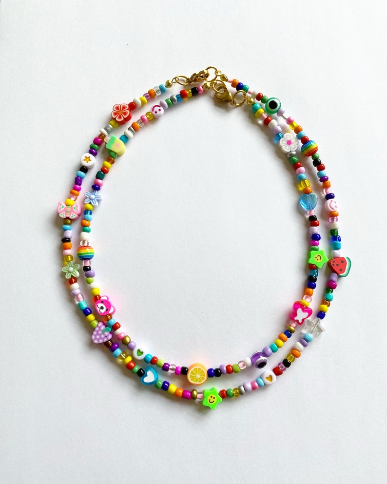 Handmade 90s Y2K Inspired Trendy Beaded Necklace Random - Etsy