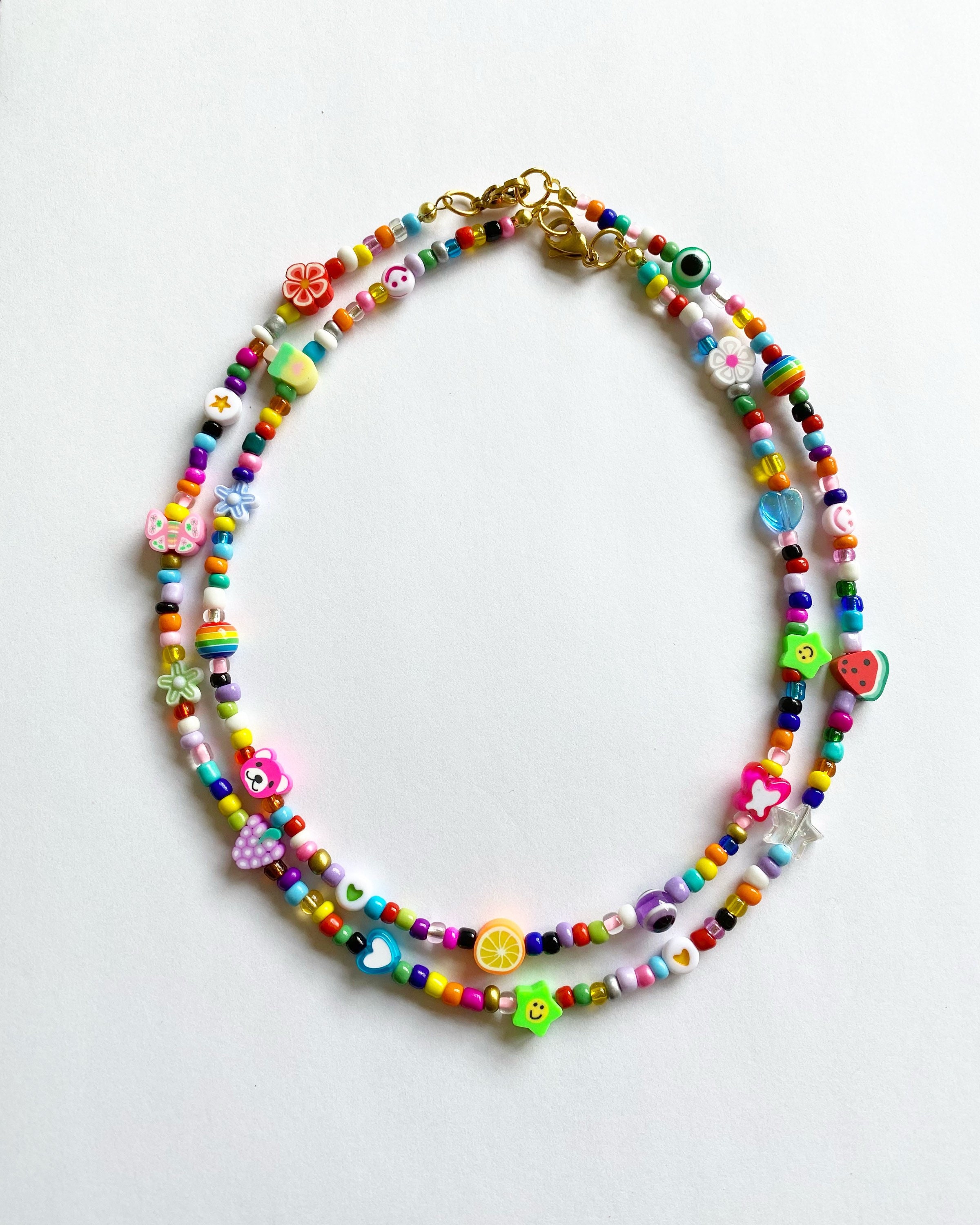 Handmade 90s Y2K Inspired Trendy Beaded Necklace Random Mismatched