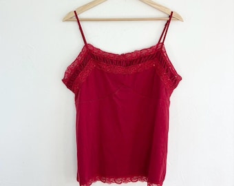 Y2K Red Lace Babydoll Tank Top Cami by Cato Size Large