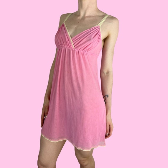 Y2K Pink Mesh Mini Slip Dress size medium - image 2