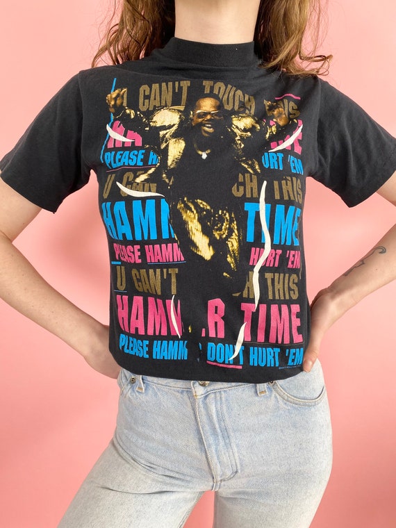 Vintage 90s Black Neon MC Hammer Time 1990 Can’t … - image 1
