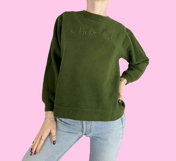 Vintage 90s Cherokee Dark Green Sweatshirt Size s… - image 1