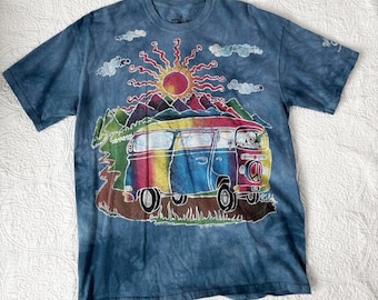 Blue Volkswagen bus Grateful Dead tie dye tshirt by The Mountain Size large