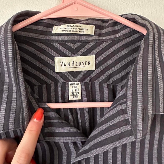 Y2K Black Grey Striped Cybercore Dress Shirt  Siz… - image 5