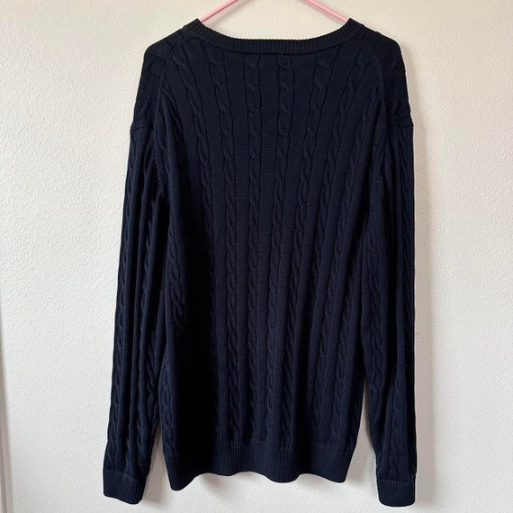 Vintage Navy Blue Cable Knit Grunge Sweater Size … - image 4