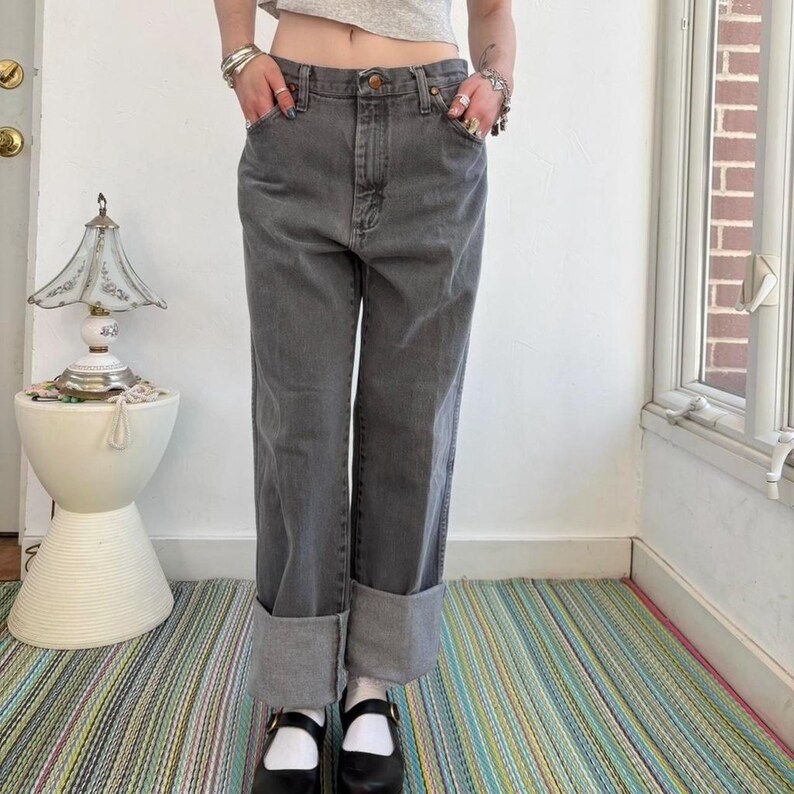 Vintage faded grey wash western jeans by Wrangler W30/31 image 6