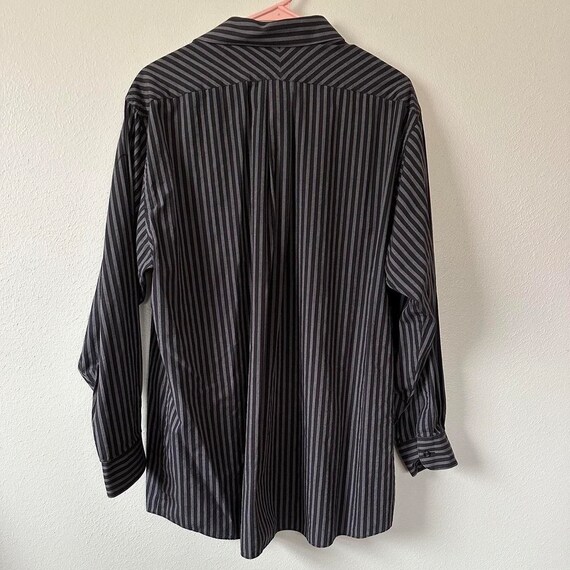 Y2K Black Grey Striped Cybercore Dress Shirt  Siz… - image 4