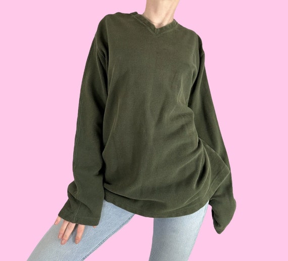 Y2K Eddie Bauer Dark Green Skater Sweater Shirt S… - image 1