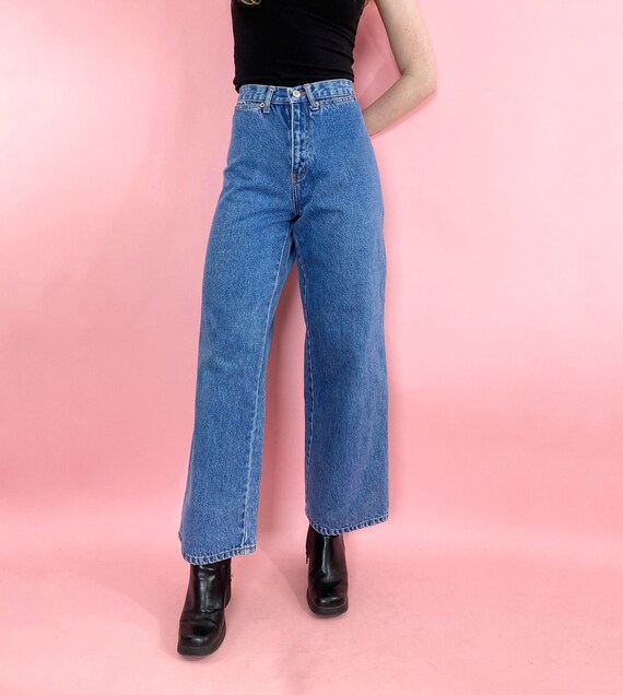 Vintage 90s High Waist Wide Baggy Leg Medium Wash