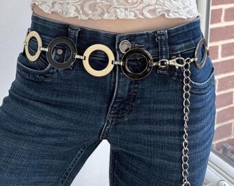 Vintage White Leather Belt Big Silver Buckle 90s Y2K Waist  display picture 1