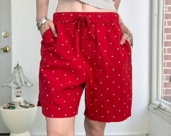 Vintage red and white polka dot loose fit shorts by Emily Daniel size large