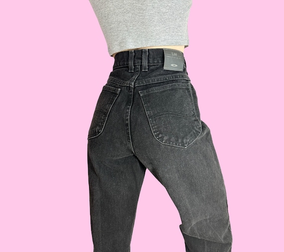 Vintage 90s Black Lee Mom Jeans W28 - image 1