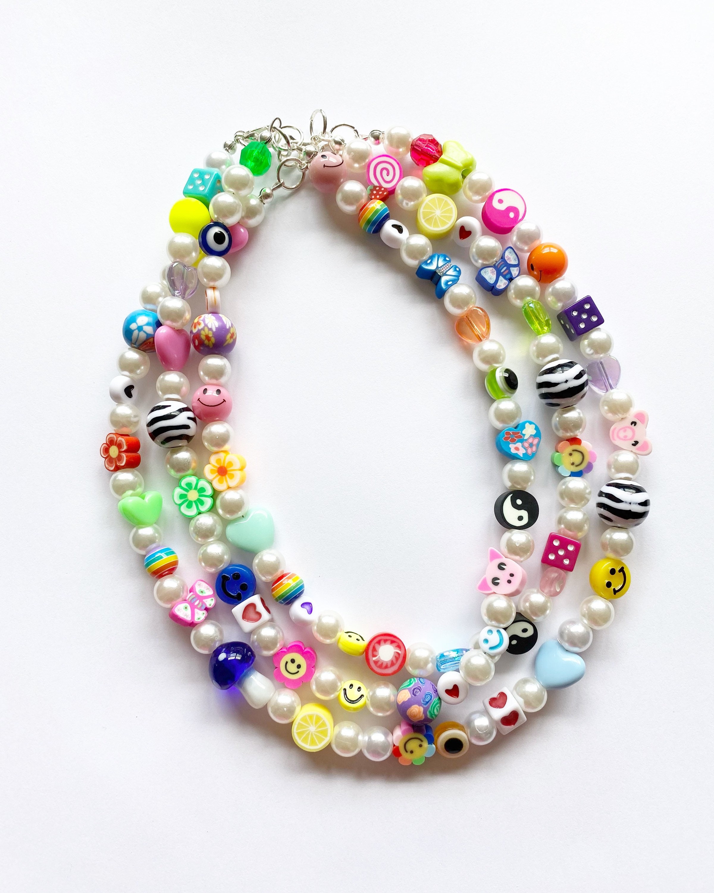 Handmade 90s 1990s Inspired Trendy Beaded Necklace Random | Etsy