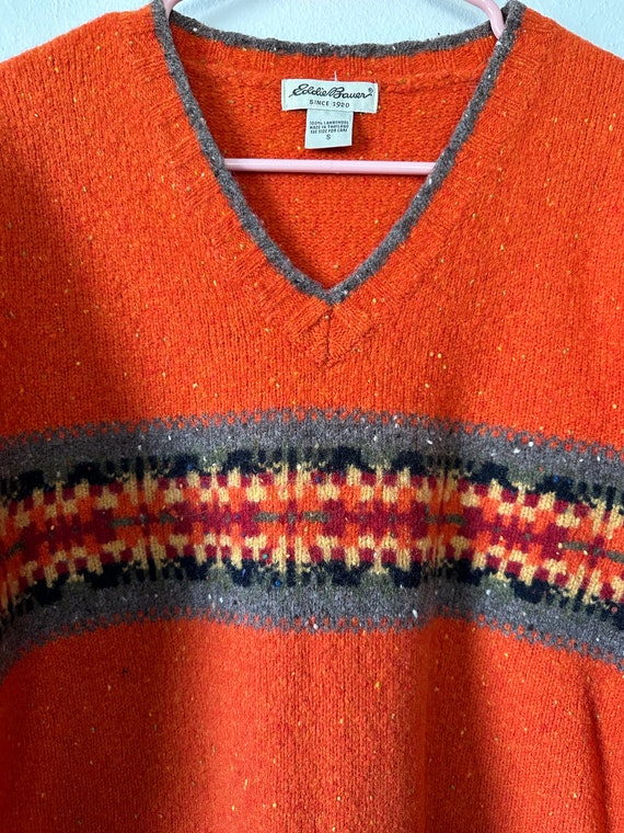 Vintage 90s Eddie Bauer Orange Multicolor Striped… - image 6