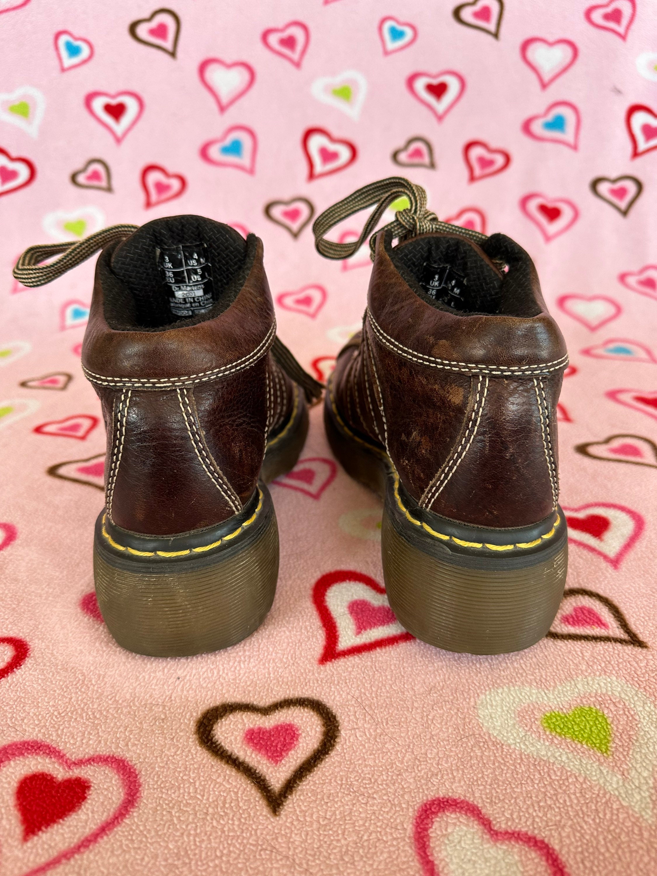 Y2K Dr. Martens 2001 Brown Lace up Chunky Platform Shoes Women's